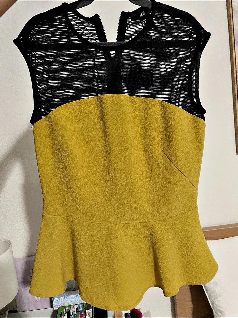 H&M Yellow & Black Mesh Mini Dress